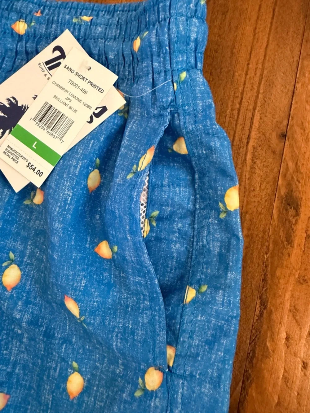 Trunks Surf & Swim Sano Chambray Lemons Swim Trunks NWT